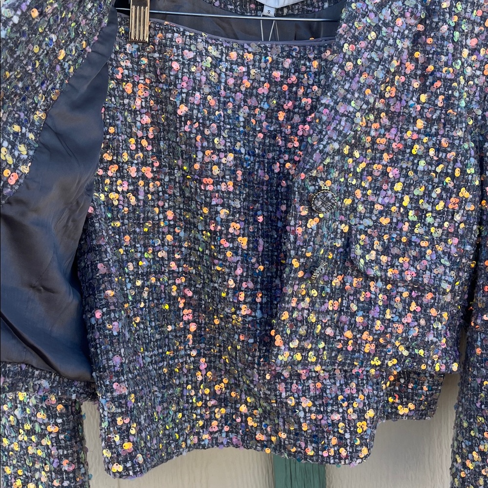 Endless Rose 2 PEICE SET Sequin Tweed Cropped Blazer Jacket & Mini Skirt Set NWT - Picture 9 of 16